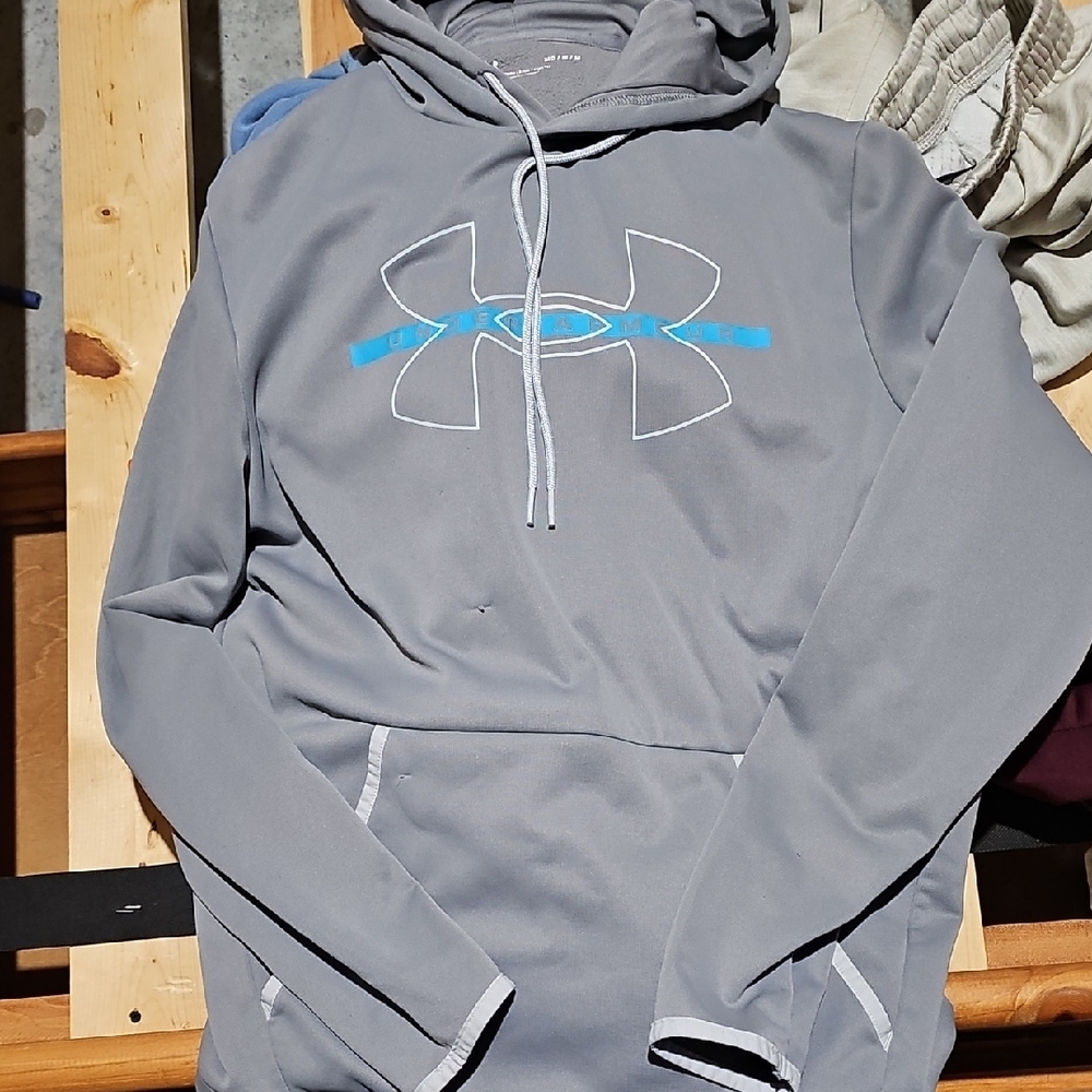 Under Armour Gray Hoodie with Blue Logo